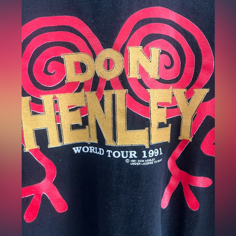 DON HENLEY 1991 Rare Vintage Single Stitch Tour Tee Shirt Sz XL GIANT Tag - Picture 2 of 5